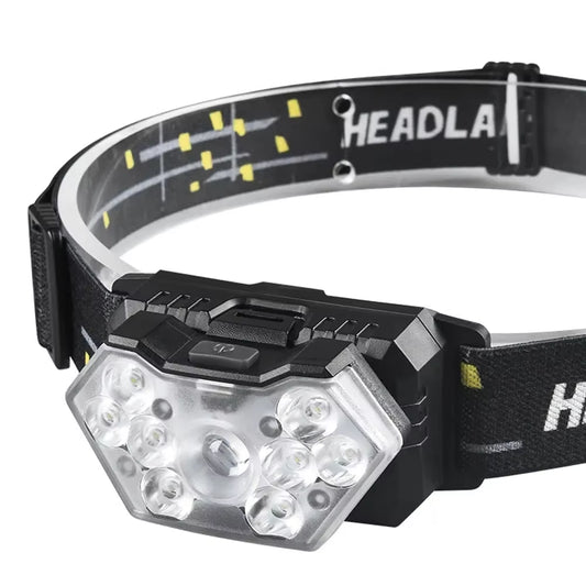 9 LED Rechargeable Motion Sensor Headlamp - Portable Headlight for Fishing, Camping, and Outdoor Work